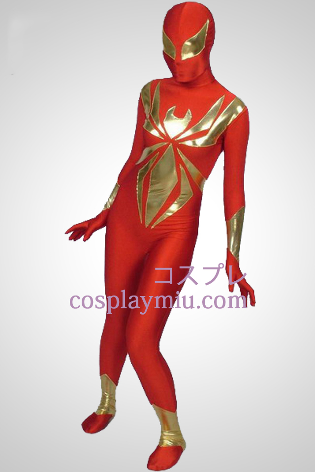 Red Lycra och metallskimrande Piece Together Superhero Zentai Suit