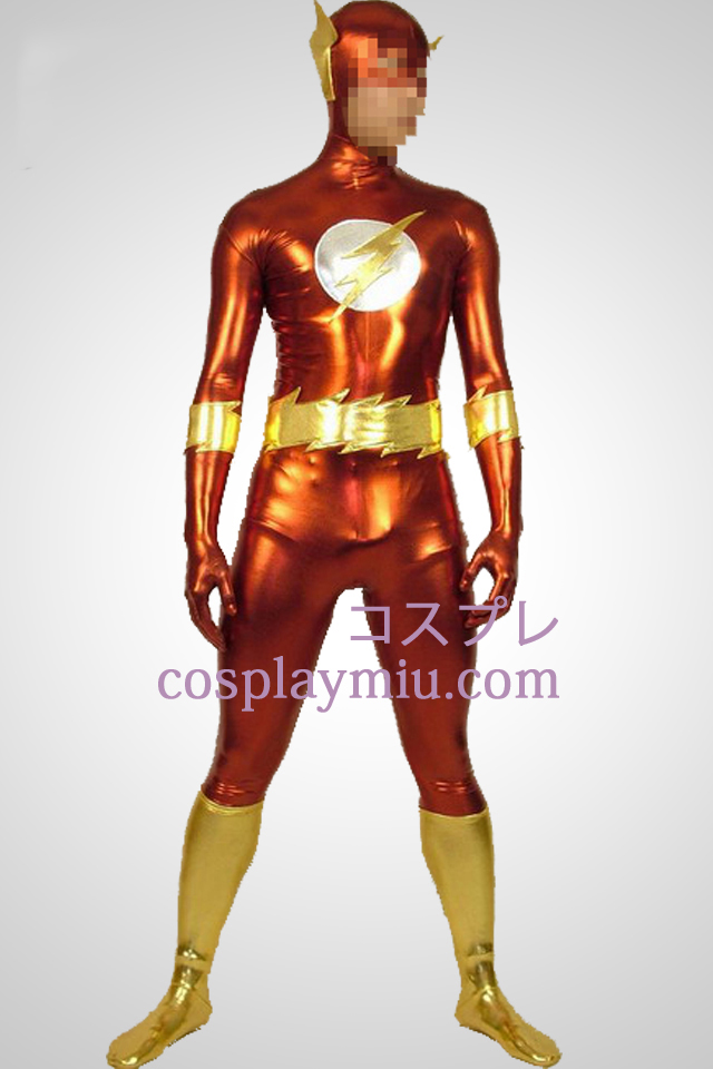 Thunderman metallskimrande Superhjälte Zentai Suit
