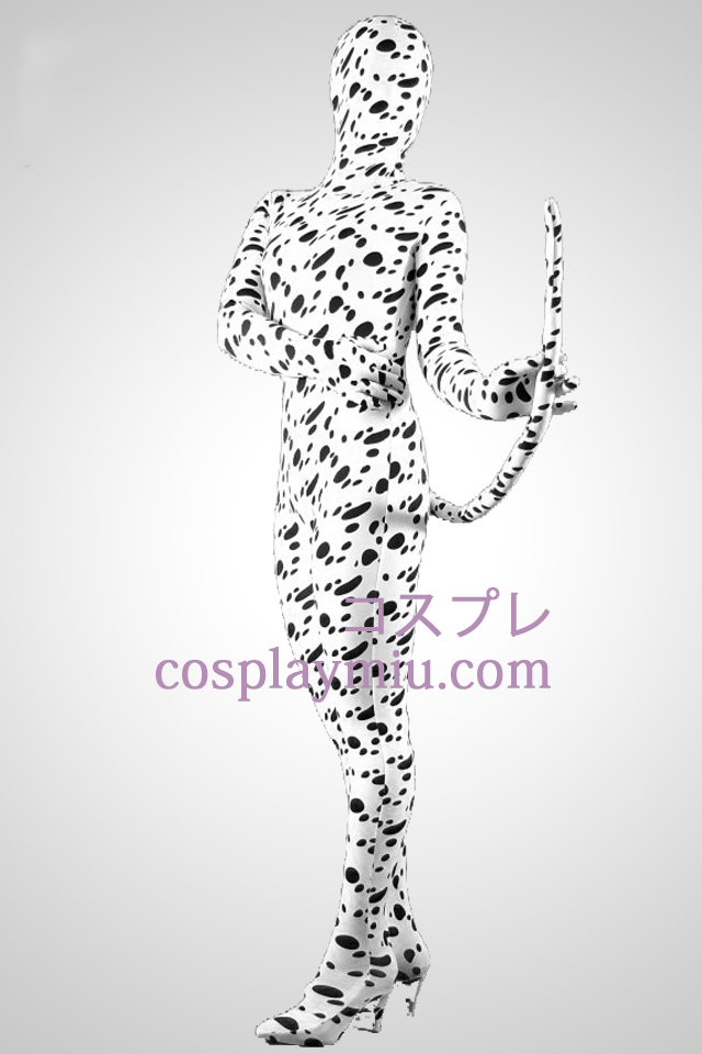Dalmatiner Skin Lycra Spandex Unisex Zentai Suit med svans