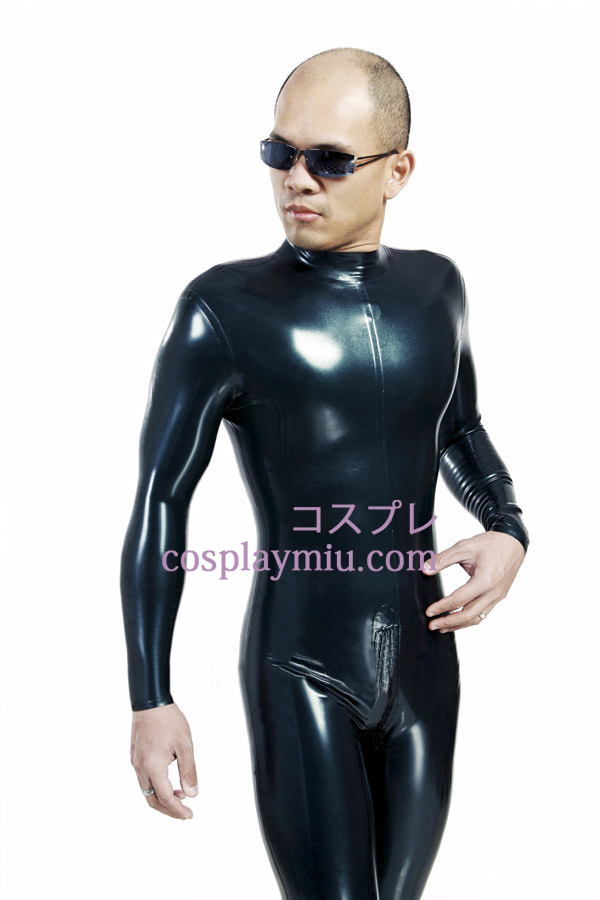 Shiny Black Långärmat Latex Kostym