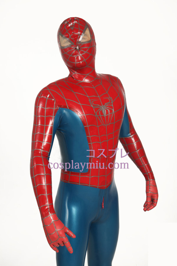 Röd och blå randig Spiderman Superhero Zentai Suit