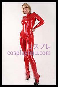 2012 nya sexiga röda Kvinna Cosplay Latex Kostym
