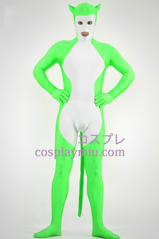 Grön och vit metallskimrande Zentai Suit