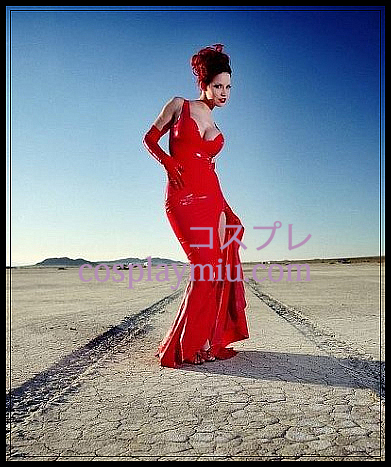 Red Sexy Kvinna Latex Long Dress