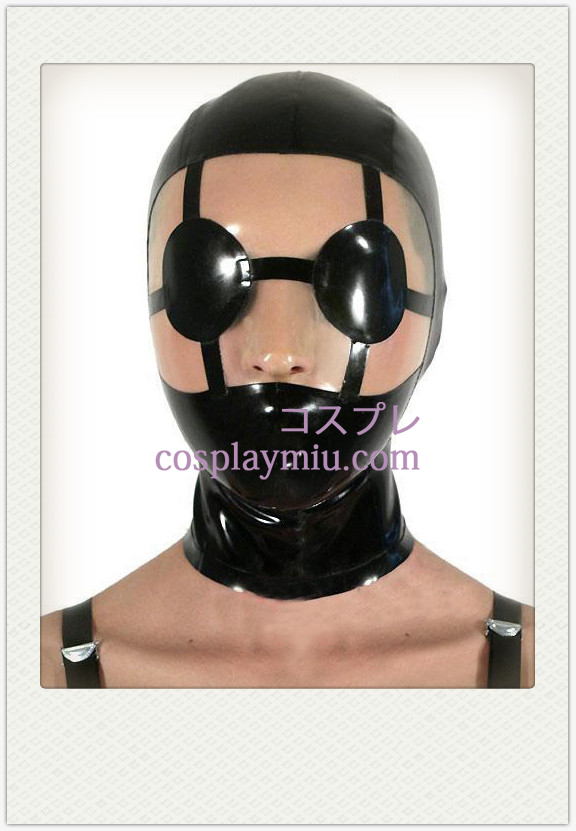 Shiny Black SM Latex Mask med Distinkt Eyes