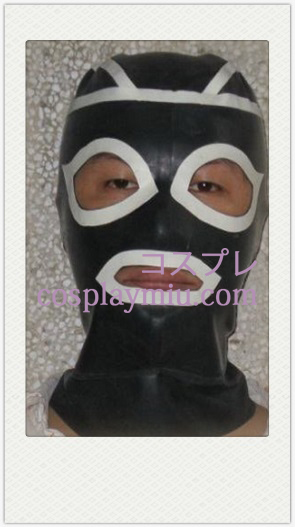 Svartvit Kvinna Cosplay Latex Mask med öppna ögon och mun