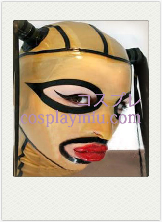 Gult och svart Fodrad Latex Mask med Wig, öppna ögon och mun