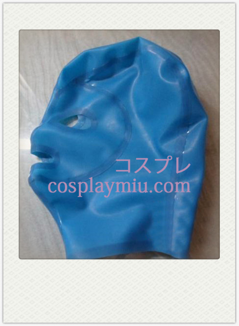 Blue Unisex Latex Mask med öppna ögon och mun