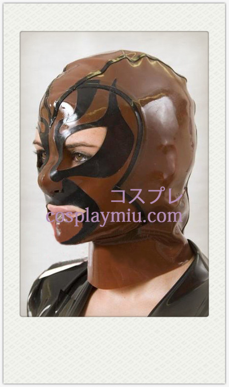 Brun Latex Demon Mask med öppna ögon och mun