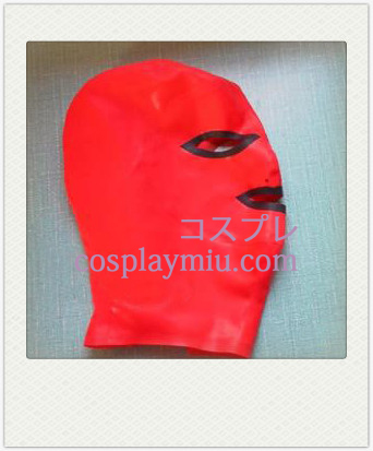 Sexig röd Latex Mask med öppna ögon och mun