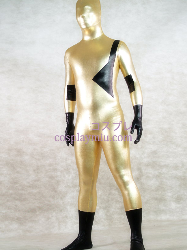 Shiny Metallic Guld och svart Unisex Zentai Suit