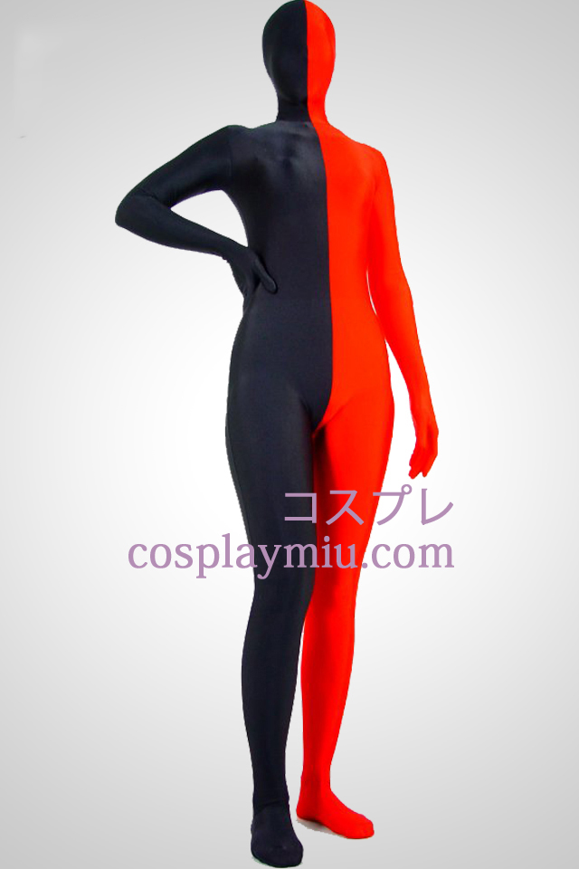 Rött och svart Lycra Spandex Unisex Zentai Suit