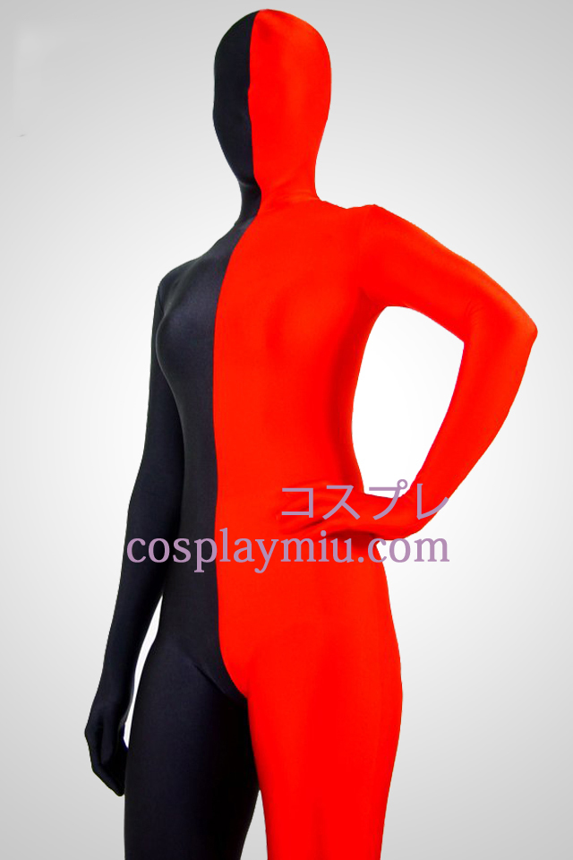 Rött och svart Lycra Spandex Unisex Zentai Suit
