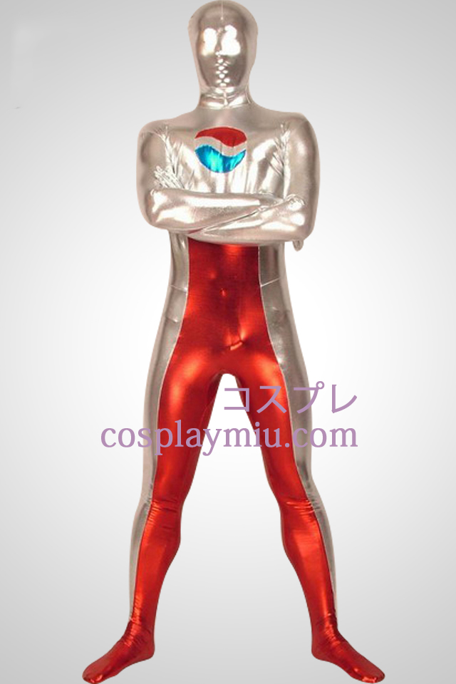 Röd och vit metallskimrande Full Body Unisex Zentai Suit