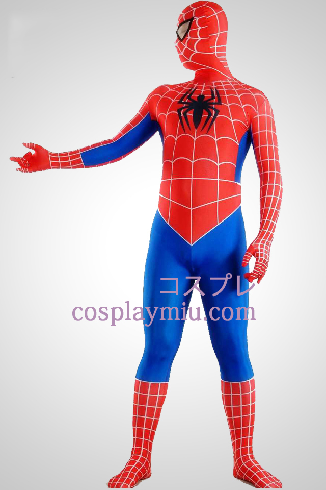 Red Blue Stripes Lycra Spandex Spiderman Superhero Zentai Suit