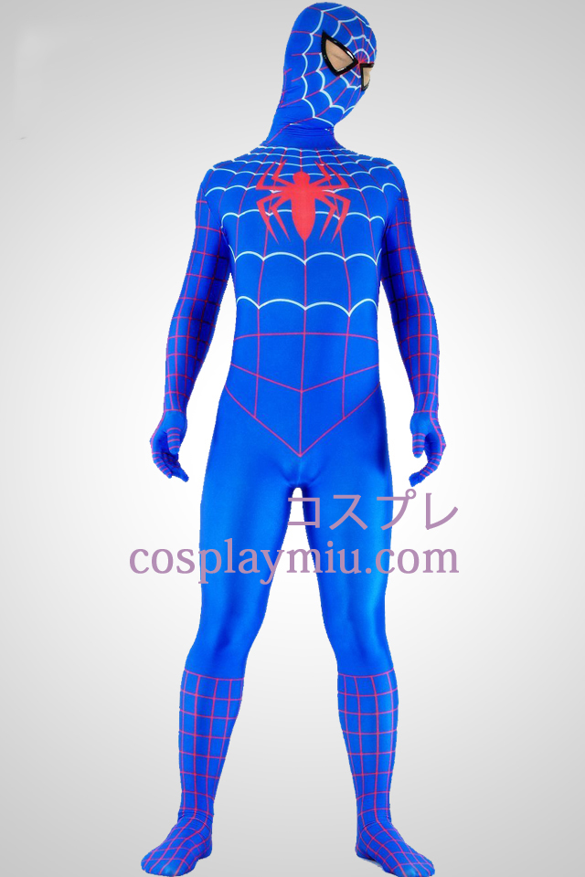 Rött och blått Lycra Spandex Spiderman Superhero Zentai Suit