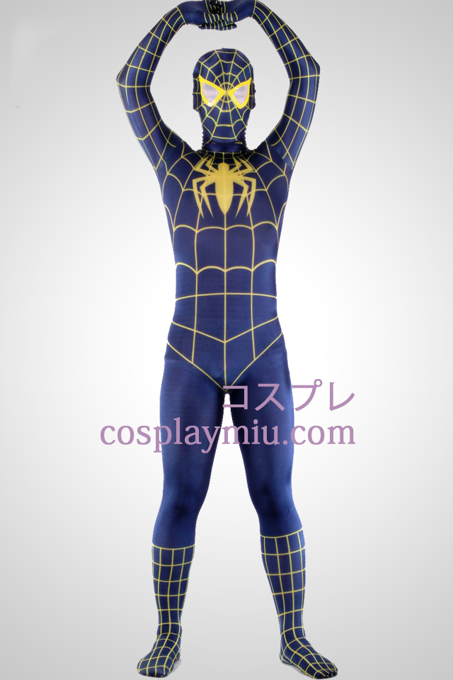 Blått och gult Lycra Spandex Spiderman Superhero Zentai Suit