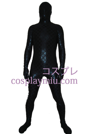 Black Fish-Scale metallskimrande Zentai Suit