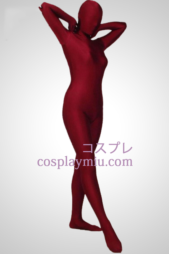 Mörkröd Full Body Lycra Spandex Zentai Suit
