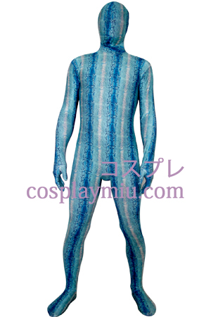 Blue Digital Print Lycra Zentai Suit