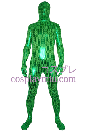 Grön Digital Print metallskimrande Zentai Suit