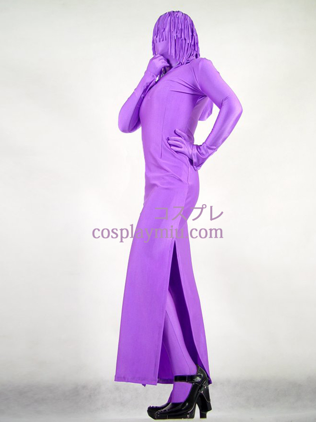 Lila Lycra Spandex Kvinna Zentai kjol Stil