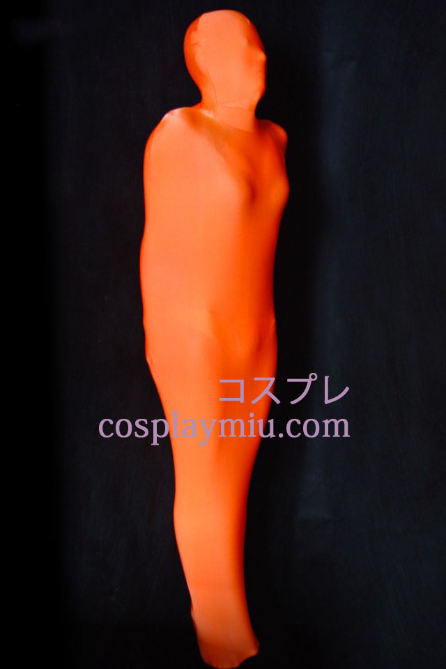 Orange Röd Mummy Silky Lycra Zentai Suit