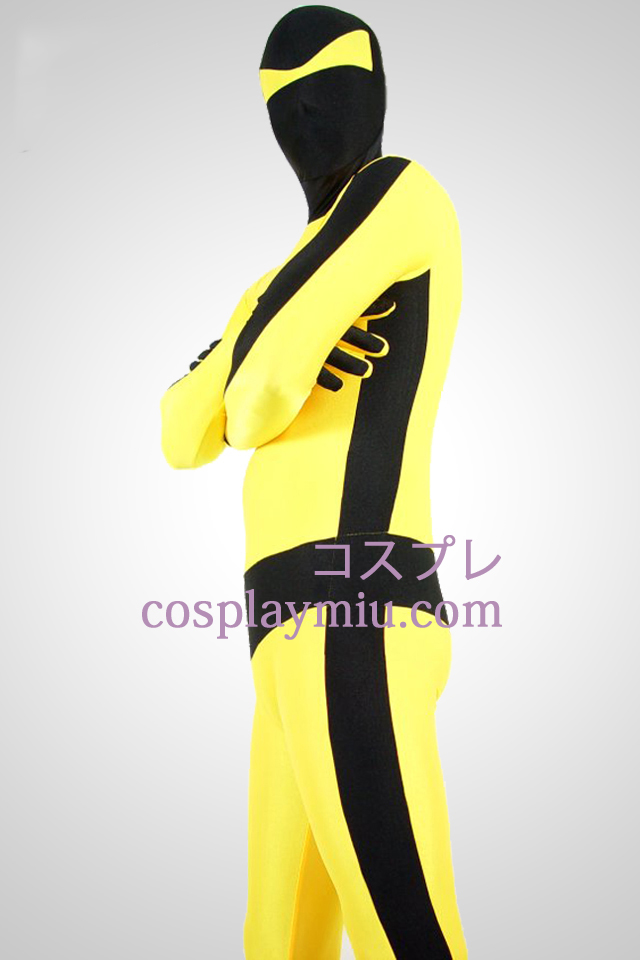 Gult och svart Bruce Lee Lycra Spandex Unisex Zentai Suit